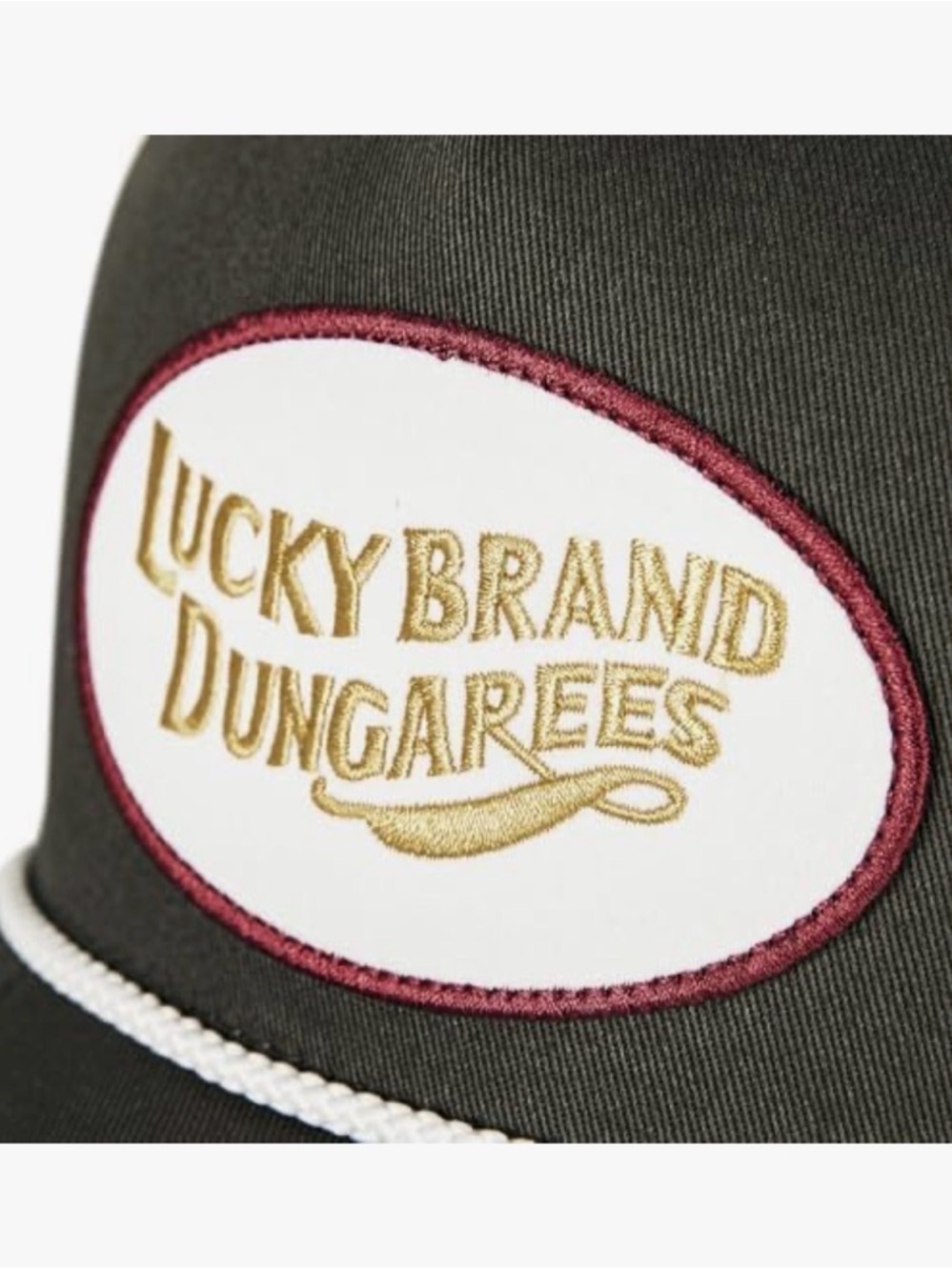 NWT Lucky Brand "Lucky Dungarees" Trucker Style Dad Hat Olive Green Adjustable - Picture 5 of 6